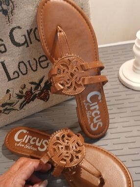 Circus by Sam Edelman Tan Leather Slide Sandals